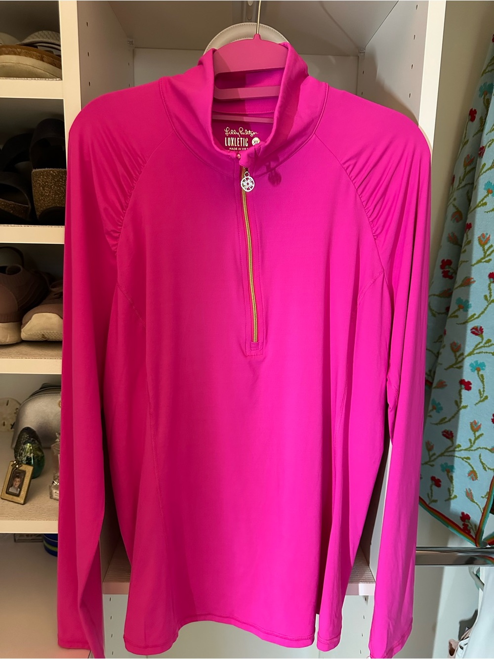 Lilly Pulitzer Palms Pink Sz XL Long-Sleeve Luxetic UPF 50